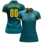 Teal Yellow Custom Performance Golf Polo Shirt for Men and Women Custom Teal Yellow Performance Golf Polo Shirt