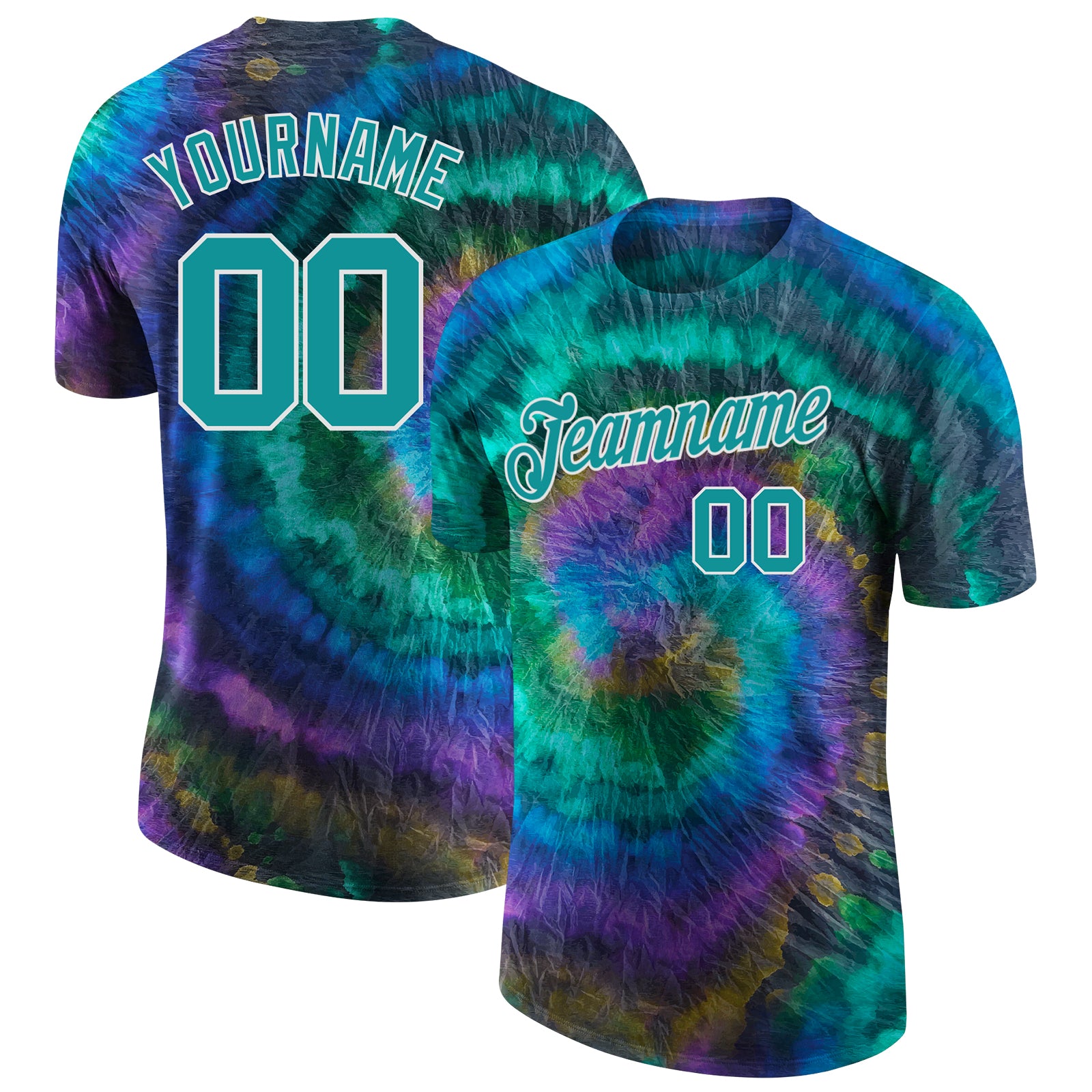 Custom Tie Dye Aqua-White 3D Performance T-Shirt Aqua-White Tie Dye 3D Performance T-Shirt - Custom Made Activewear for Men and Women Custom Tie Dye Aqua-White 3D Performance
