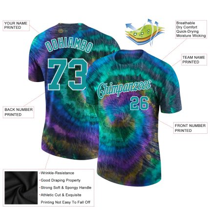Aqua-White Tie Dye 3D Performance T-Shirt - Custom Made Activewear for Men and Women Custom Tie Dye Aqua-White 3D Performance
