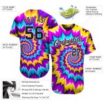 Custom Black-White Tie Dye 3D Baseball Jersey - Authentic Design for Sports Fans Custom Tie Dye Black-White 3D Authentic