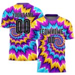 Custom Tie Dye Soccer Uniform Jersey Black and White Sublimation Design Custom Tie Dye Black-White Sublimation Soccer Uniform