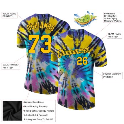 Gold-Black Custom Tie Dye 3D Performance Tee for Men and Women Custom Tie Dye Gold-Black 3D Performance T-Shirt