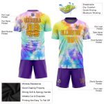Custom Tie Dye Soccer Jersey Gold Purple Sublimation Uniform Custom Tie Dye Gold-Purple Sublimation Soccer Uniform Jersey