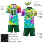 Custom Tie Dye Soccer Jersey - Kelly Green and White Sublimation Uniform Custom Tie Dye Kelly Green-White Sublimation Soccer
