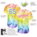 Light Blue Pink 3D Rainbow Tie Dye Baseball Jersey Custom Design Authentic Custom Tie Dye Light Blue-Pink 3D Rainbow Authentic