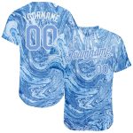 Light Blue White Custom Tie Dye 3D Baseball Jersey - Authentic Style 5373 Custom Tie Dye Light Blue-White 3D Authentic Baseball