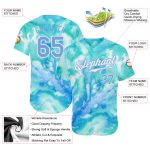 Light Blue White Custom Tie Dye 3D Baseball Jersey for Men and Women, Style 9430 Custom Tie Dye Light Blue-White 3D Authentic
