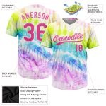 Tie Dye Rainbow Jersey Pink Purple Unisex Softball 3D Two-Button Comfortable Design Custom Tie Dye Pink-Purple 3D Rainbow