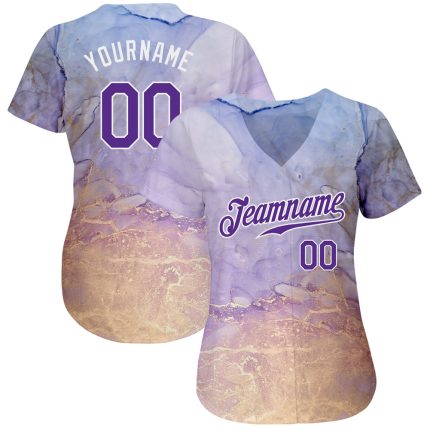Custom Purple White 3D Tie Dye Baseball Jersey - Authentic Design for Unique Style Custom Tie Dye Purple-White 3D Authentic