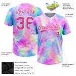 Custom Tie Dye Red White 3D Watercolor Gradient Softball Jersey Unisex Two-Button Design Custom Tie Dye Red-White 3D Watercolor