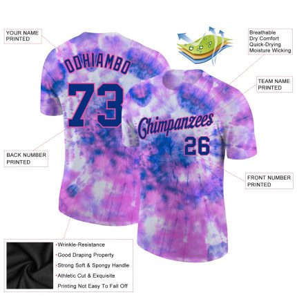 Custom Tie Dye T-Shirt Royal Pink 3D Performance for Men and Women Custom Tie Dye Royal-Pink 3D Performance T-Shirt