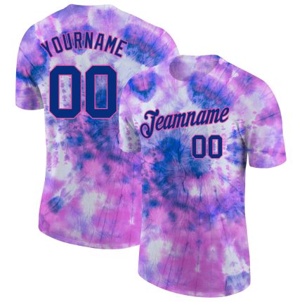 Custom Tie Dye T-Shirt Royal Pink 3D Performance for Men and Women Custom Tie Dye Royal-Pink 3D Performance T-Shirt