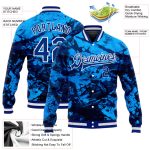 Custom Tie Dye Bomber Jacket 3D Royal-White Rainbow Varsity Full-Snap Letterman Jacket Custom Tie Dye Royal-White Rainbow