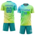 Teal White Tie Dye Sublimation Soccer Jersey Custom Uniform Custom Tie Dye Teal-White Sublimation Soccer Uniform Jersey