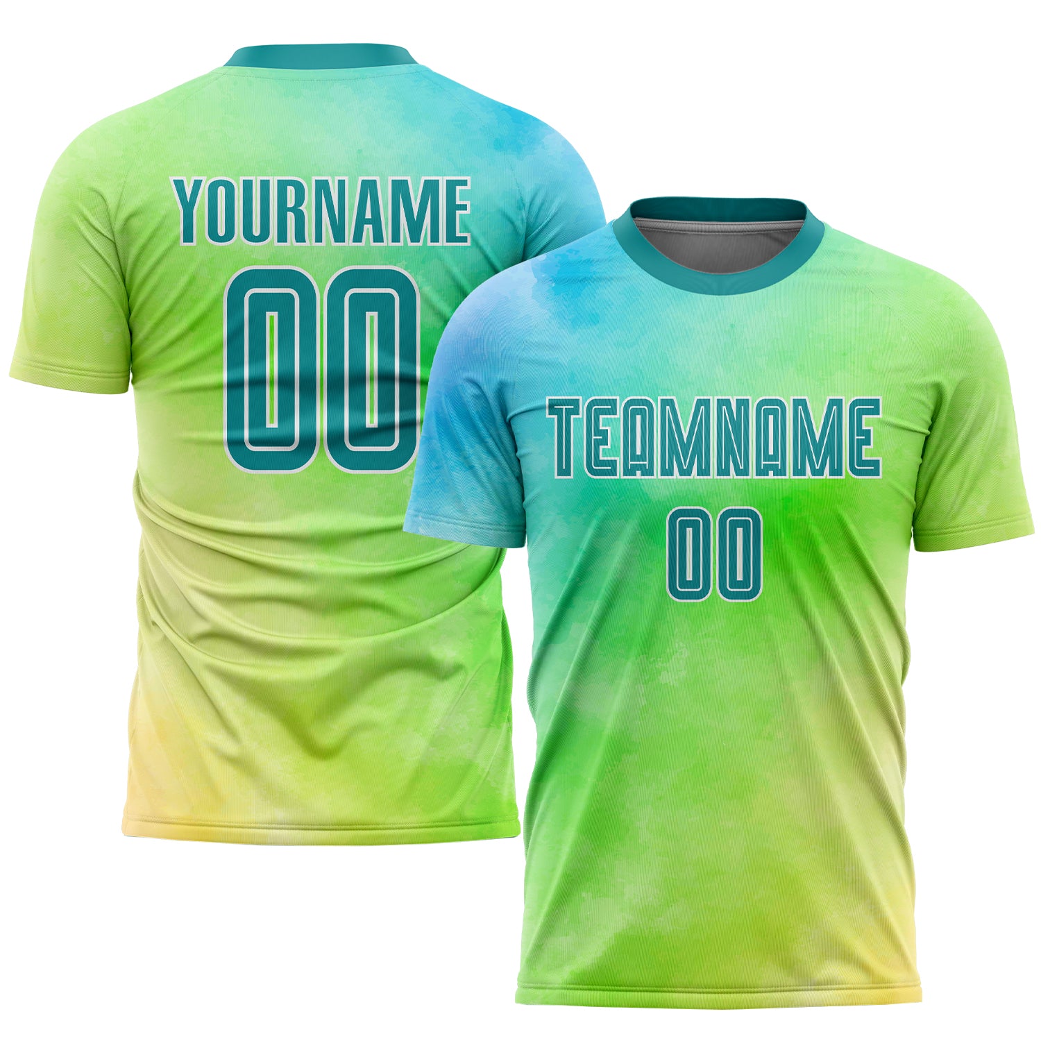 Custom Tie Dye Teal-White Sublimation Soccer Uniform Jersey Teal White Tie Dye Sublimation Soccer Jersey Custom Uniform Custom Tie Dye Teal-White Sublimation Soccer Uniform Jersey