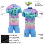 Teal White Tie Dye Soccer Jersey Custom Sublimation Style 7051 Custom Tie Dye Teal-White Sublimation Soccer Uniform Jersey