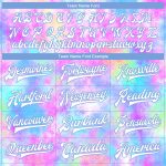 Custom Tie Dye 3D Bomber Jacket Light Blue Rainbow Varsity Letterman Full-Snap Custom Tie Dye White-Light Blue Rainbow 3D
