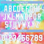 Custom Tie Dye Rainbow 3D Varsity Letterman Jacket White-Light Blue Full-Snap Style 8284 Custom Tie Dye White-Light Blue