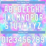 Custom Tie Dye 3D Bomber Jacket Light Blue Rainbow Varsity Letterman Full-Snap Custom Tie Dye White-Light Blue Rainbow 3D