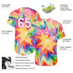 Custom Tie Dye Rainbow Baseball Jersey - White-Pink 3D Watercolor Design Authentic Jersey Custom Tie Dye White-Pink 3D Watercolor