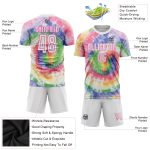 Pink White Tie Dye Soccer Jersey Custom Sublimation Uniform Custom Tie Dye White-Pink Sublimation Soccer Uniform Jersey
