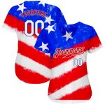 3D American Flag Tie Dye Baseball Jersey White-Royal Custom Design Custom Tie Dye White-Royal 3D American Flag Authentic
