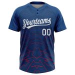 Custom US Navy Two-Button Unisex Softball Jersey in Blue White Red Custom US Navy Blue White-Red Two-Button Unisex Softball