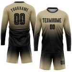 Custom Vegas Gold Black Soccer Jersey Long Sleeve Fade Fashion Uniform Custom Vegas Gold Black Sublimation Long Sleeve Fade