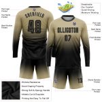 Custom Vegas Gold Black Soccer Jersey Long Sleeve Fade Fashion Uniform Custom Vegas Gold Black Sublimation Long Sleeve Fade