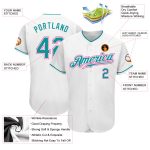 Custom Baseball Jersey in White, Aqua, and Pink - Authentic Design Custom White Aqua-Pink Authentic Baseball Jersey