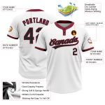 Custom Unisex Softball Jersey in White Black Crimson - Two-Button Design Custom White Black-Crimson Two-Button Unisex Softball