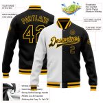 Custom Black Gold Bomber Jacket Full Snap Varsity Letterman Fashion Outerwear Custom White Black-Gold Bomber Full-Snap Varsity