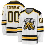 Custom Black Gold Hockey Jersey - Personalized Team Sports Apparel Custom White Black-Gold Hockey Jersey