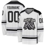 Custom Gray Black White Hockey Jersey - Personalized Ice Sports Apparel Custom White Black-Gray Hockey Jersey