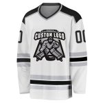 Custom Gray Black White Hockey Jersey - Personalized Ice Sports Apparel Custom White Black-Gray Hockey Jersey