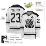 Custom Gray Black White Hockey Jersey - Personalized Ice Sports Apparel Custom White Black-Gray Hockey Jersey