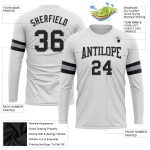 Custom Performance T-Shirt Long Sleeve for Men, Black Gray White Design Custom White Black-Gray Long Sleeve Performance T-Shirt