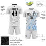 Custom Sublimation Soccer Uniform Jersey in White, Black, and Light Blue Custom White Black-Light Blue Sublimation Soccer