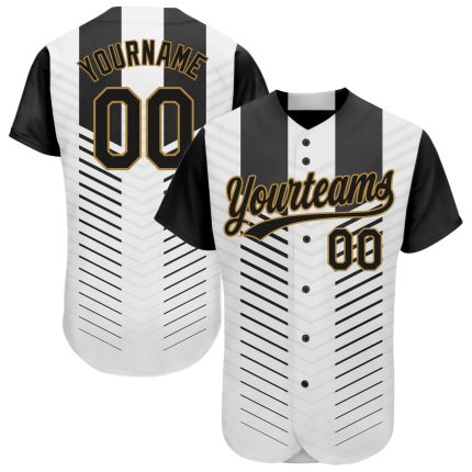 Custom 3D Pattern Baseball Jersey - White Black Old Gold Style 5562 Custom White Black-Old Gold 3D Pattern Design Authentic