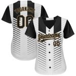 Custom 3D Pattern Baseball Jersey - White Black Old Gold Style 5562 Custom White Black-Old Gold 3D Pattern Design Authentic