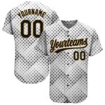 Custom 3D Pattern Baseball Jersey - White Black Old Gold Authentic Style 9586 Custom White Black-Old Gold 3D Pattern Design