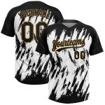 Custom Softball Jersey Unisex Two-Button White Black Old Gold - Style 7837 Custom White Black-Old Gold Two-Button Unisex