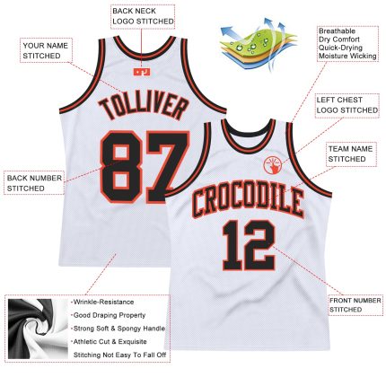 Custom Basketball Jersey - White Black Orange Authentic Throwback Design Custom White Black-Orange Authentic Throwback Basketball