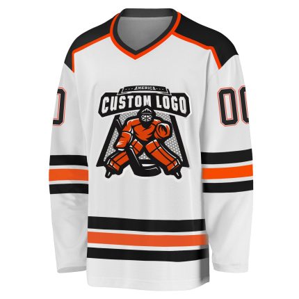 Custom Black Orange Hockey Jersey for Fans - Personalized White Sport Team Apparel Custom White Black-Orange Hockey Jersey