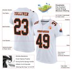 Custom Football Jersey - Authentic White Black-Orange Mesh Design Custom White Black-Orange Mesh Authentic Football Jersey