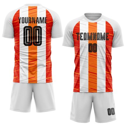Custom Soccer Uniform Jersey - White Black-Orange Sublimation Design Custom White Black-Orange Sublimation Soccer Uniform