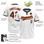 Custom Unisex Two-Button Softball Jersey in Black and Orange, Stylish White Design Custom White Black-Orange Two-Button Unisex