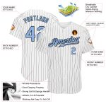 Custom Light Blue Black Pinstripe Authentic Baseball Jersey - White Black Design Custom White Black Pinstripe Light Blue-Black