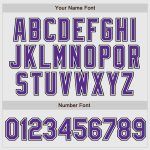 Custom purple, black and white pinstripe raglan sleeve baseball jersey, side view