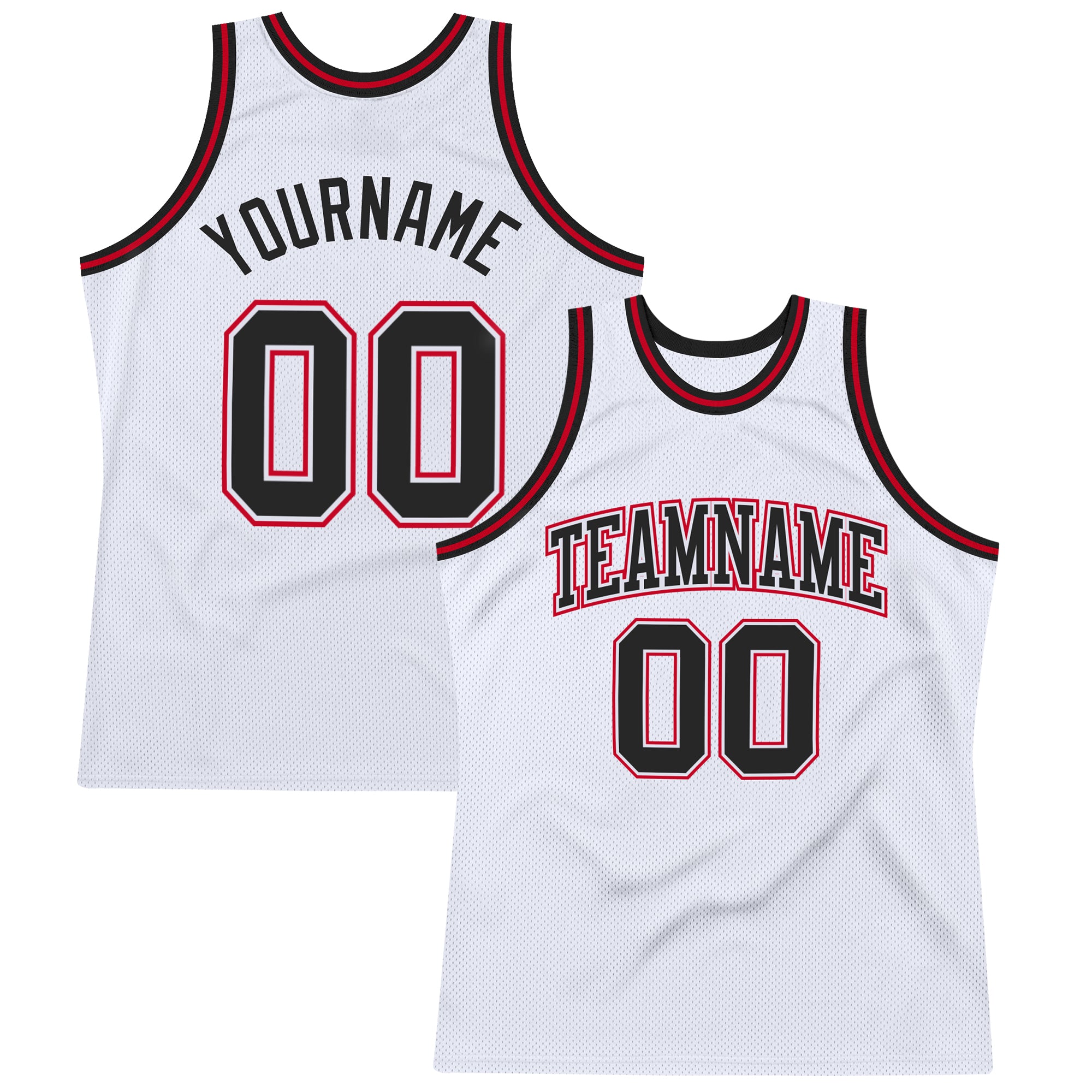 Custom Authentic Basketball Jersey - White Black Red Throwback Style Custom White Black-Red Authentic Throwback Basketball